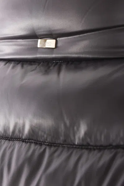 Herno Puffy Black Coat With Glossy Finish And High Collar In Black