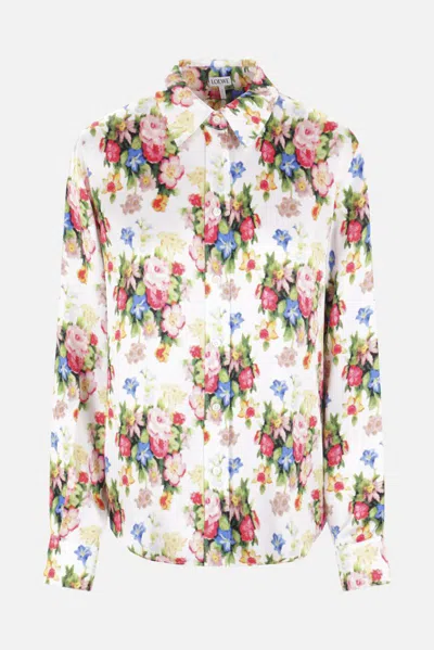 Loewe Flower Print Shirt In Multicolor Soft Pink