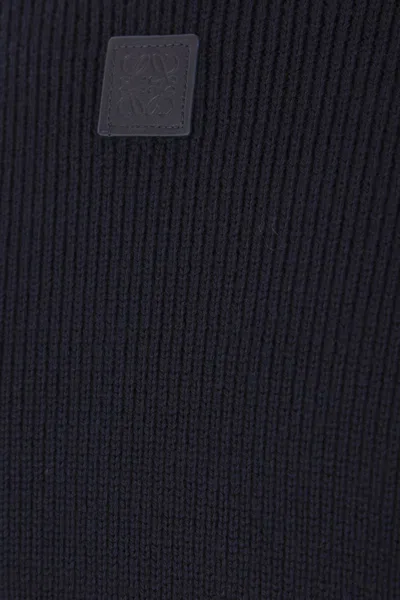 Loewe Long Ribbed Wool Sweater In Blue