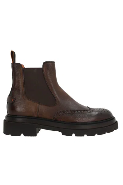 Shop Santoni Boots In Brown