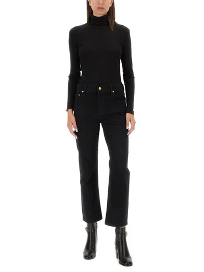 Shop Tory Burch Cropped Fit Jeans In Black