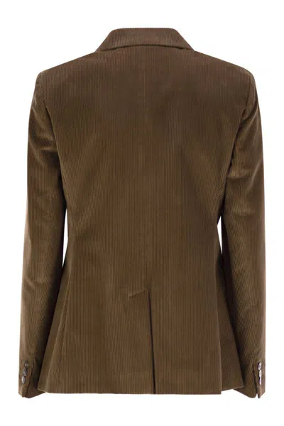 Shop Weekend Max Mara Katanga - Cotton Velvet Blazer In Brown