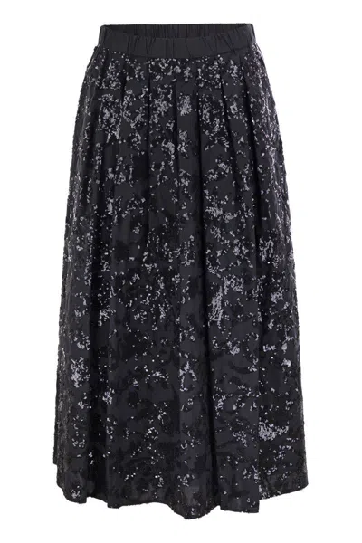 WEEKEND MAX MARA WEEKEND MAX MARA NOME - WIDE COTTON SKIRT WITH SEQUINS 