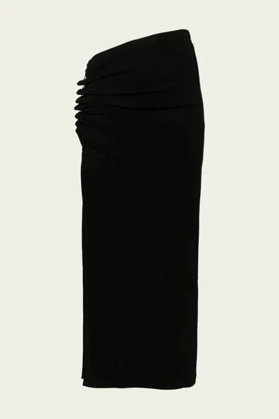 Rabanne Embellished Ruched Velvet Midi Skirt