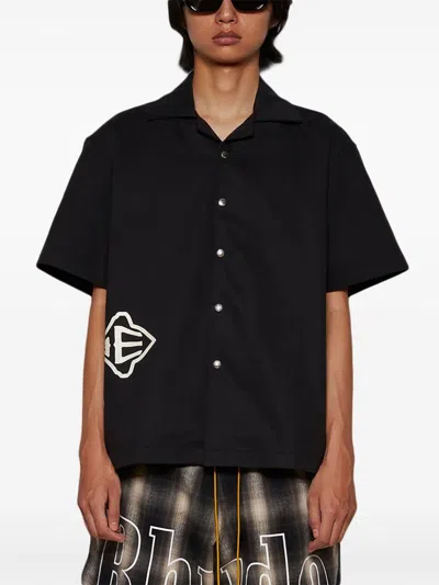 RHUDE CROSS LOGO SNAP SHIRT FOR MEN 