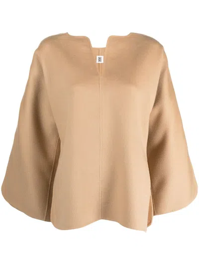 By Malene Birger Wide-sleeved Wool Blouse In 144 Dark Sand