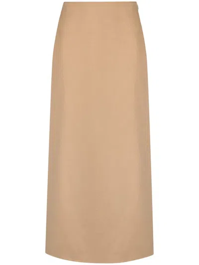 By Malene Birger Palomie Wool Midi Skirt In 144 Dark Sand