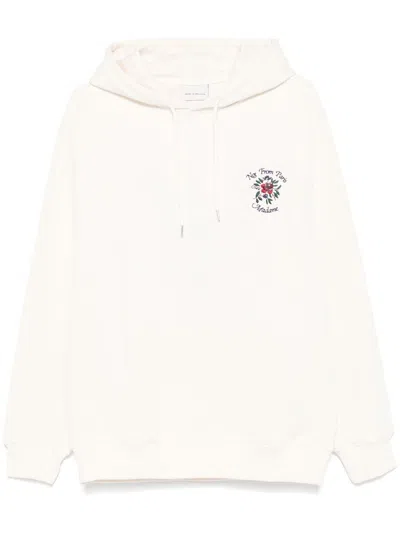 Shop Drôle De Monsieur Le Hoodie Slogan Fleurs Clothing In Beige