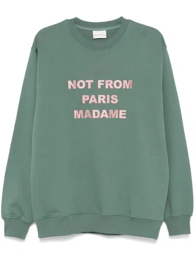 Shop Drôle De Monsieur Le Sweatshirt Slogan Clothing In Green