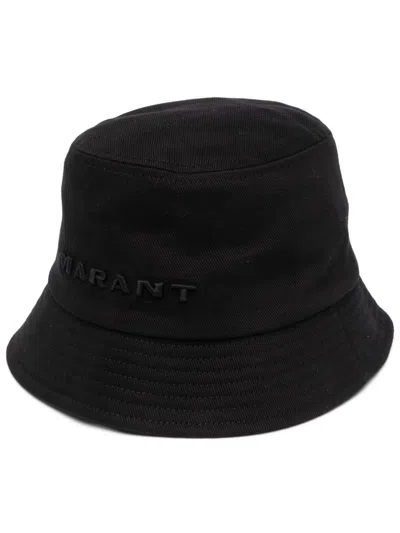 Isabel Marant Logo Embroidered Bucket Hat In Bkbk Black/black
