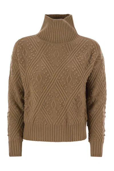 Shop Max Mara Studio Panino - Argyle Cashmere Blend Sweater In Brown