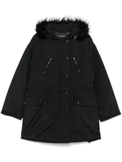 Our Legacy Subtle Parka In Shining Black Crinkle Solaro
