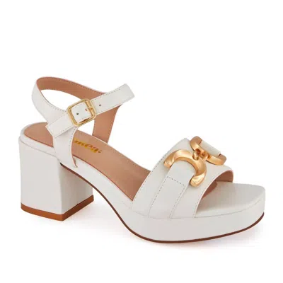 Andrea High Heel Ankle Strap Sandal In White