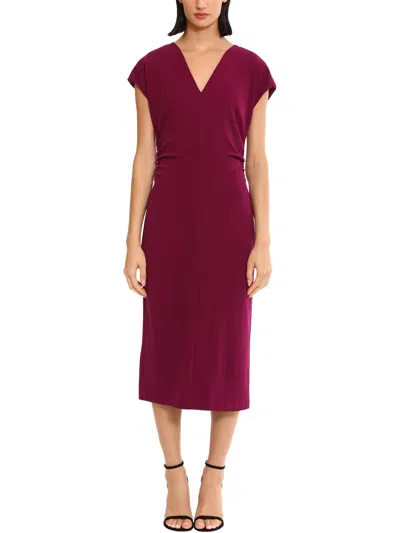 Donna Morgan Womens V-neck Short Sleeve Midi Dress In Pink
