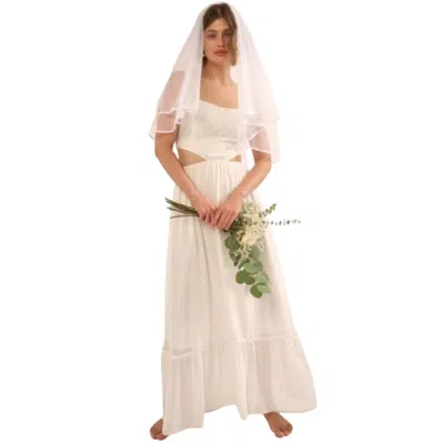 Fashnzfab A Sheer, Chiffon Floral Lace Maxi Dress In White