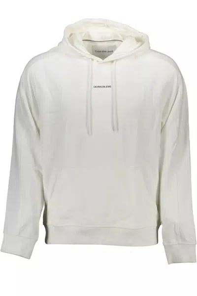 CALVIN KLEIN ELEGANT WHITE HOODED SWEATSHIRT WITH LOGO PRINT 