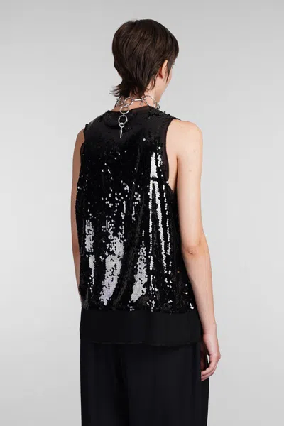 Comme Des Garçons Sequin Tank Top In Black