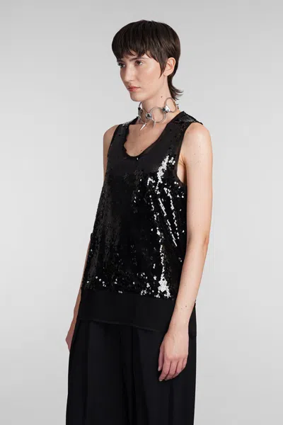 Comme Des Garçons Sequin Tank Top In Black