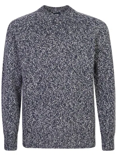Drumohr Ribbed Crewneck Sweater Soft Texture In Black