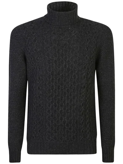 Drumohr Man Turtleneck Midnight Blue Size 48 Lambswool In Black