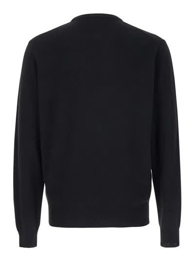 Plain Girocollo In Lana Seta Cachemire In Black