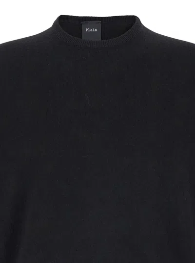 Plain Girocollo In Lana Seta Cachemire In Black