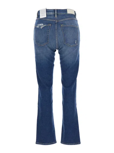 Icon Denim Flared Jeans With Rear Logo Patch In Blue