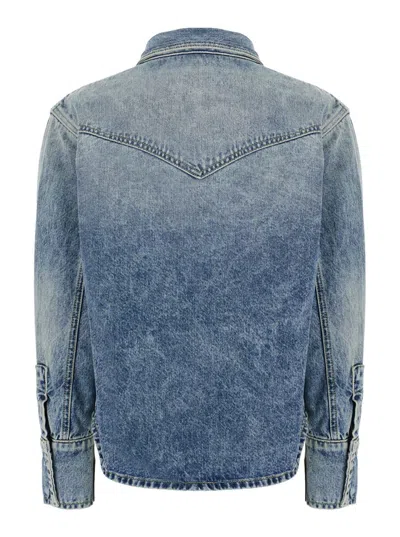 Icon Denim Shirt Jacket With Classic Collar In Blue