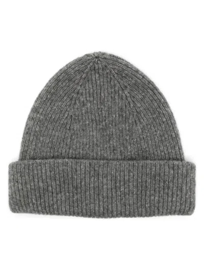 Roberto Collina Ribbed Beanie In Grey
