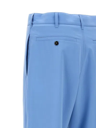 Marni Logo Embroidered Pants With Pockets And Loops In Blue