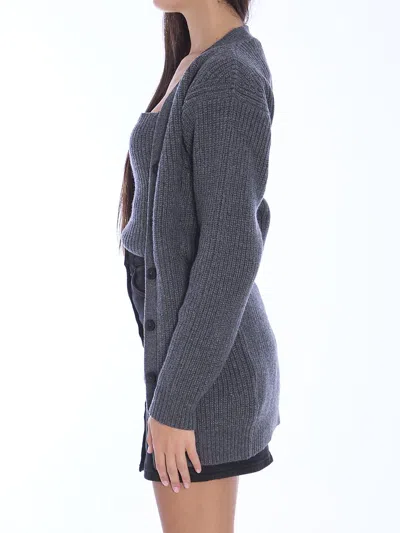 Alexander Wang Pre-styled Twinset Knitted Cardigan In Grey