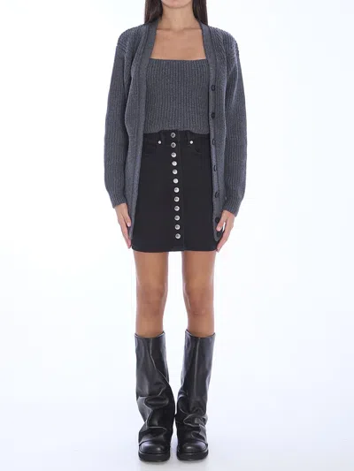 Alexander Wang Pre-styled Twinset Knitted Cardigan In Grey