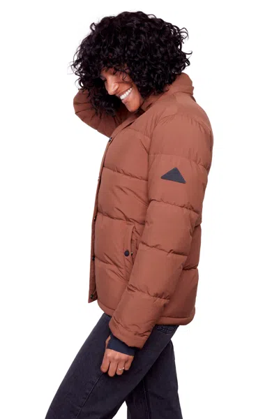 Alpine North Forillon Women's Vegan Down (recycled) Short Quilted Puffer Jacket In Brown
