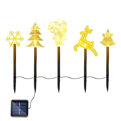 Fresh Fab Finds 5pcs Mixed Christmas Solar Stake Lights Waterproof