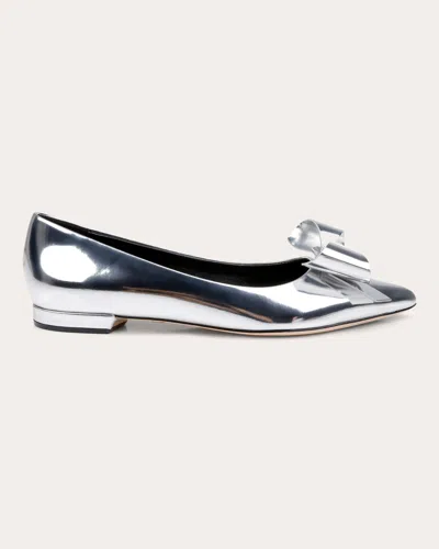Dee Ocleppo Clinton Leather Ballerina Shoes In Silver