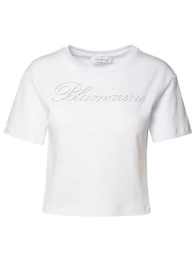 Blumarine T-shirt With Studs And Rhinestone Embroidery In White