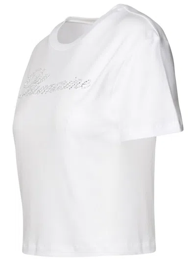 Blumarine T-shirt With Studs And Rhinestone Embroidery In White