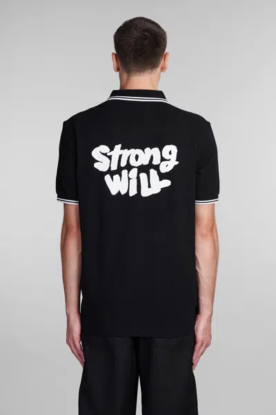 Comme Des Garçons Fred Perry Strong Will Polo Shirt In Black
