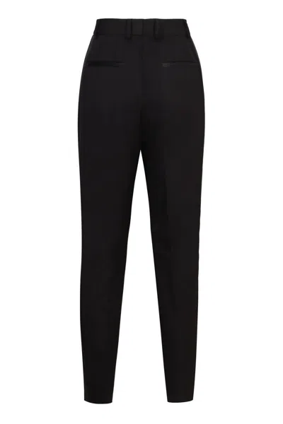 Dolce & Gabbana Wool Gabardine Cigarette Tuxedo Pants In Black