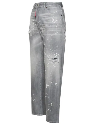 Dsquared2 Distressed Low-rise Cropped Jeans In Grey