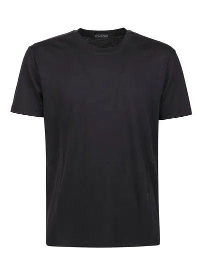 Tom Ford Black Stretch Cotton Crew Neck T-shirt In Black
