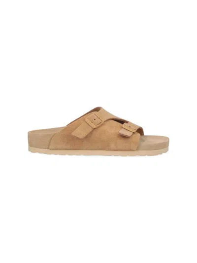 Birkenstock Zurich Double-buckle Suede Sandals In Beige
