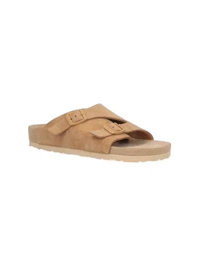 Birkenstock Zurich Double-buckle Suede Sandals In Beige