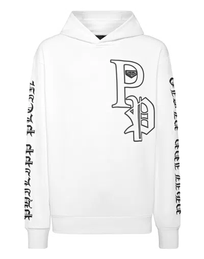 Philipp Plein Gothic Plein Hoodie In White