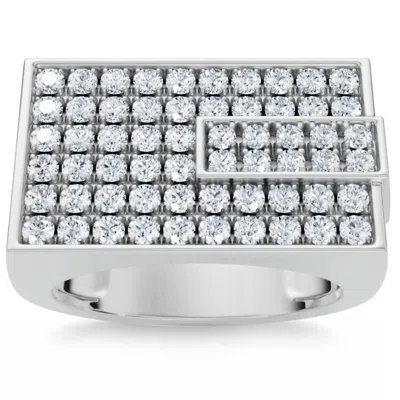 Pompeii3 Men's 1ct Diamond Rectangle Cluster Ring 10k Gold Lab Grown In Multi
