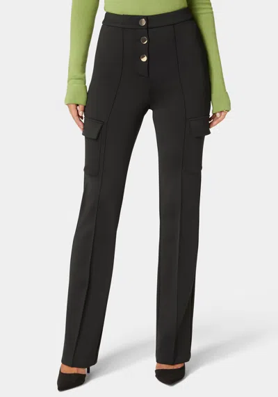 Bebe High Waist Straight Leg Patch Pocket Knit Pant In Black
