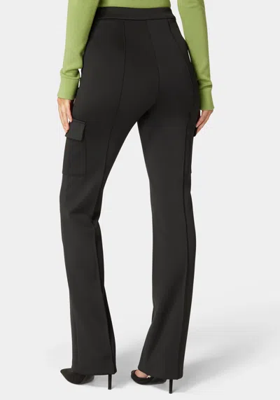 Bebe High Waist Straight Leg Patch Pocket Knit Pant In Black