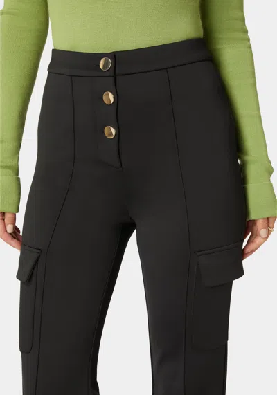 Bebe High Waist Straight Leg Patch Pocket Knit Pant In Black