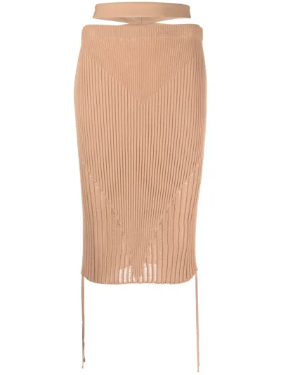 Andreädamo Andreādamo Cut-out Ribbed Midi Skirt