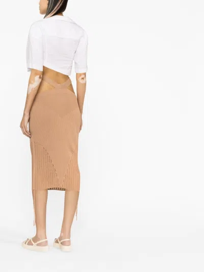 Andreädamo Andreādamo Cut-out Ribbed Midi Skirt